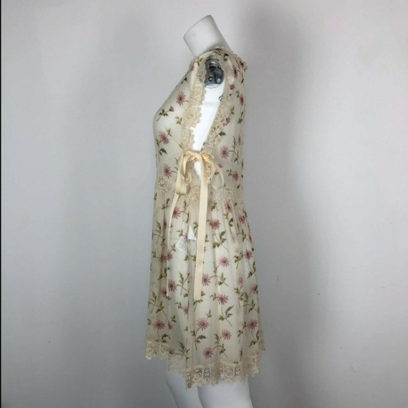 Red Valentino Silk Floral Shift Dress Lace Crochet - Picture 3 of 6